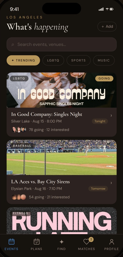 Found events calendar screen